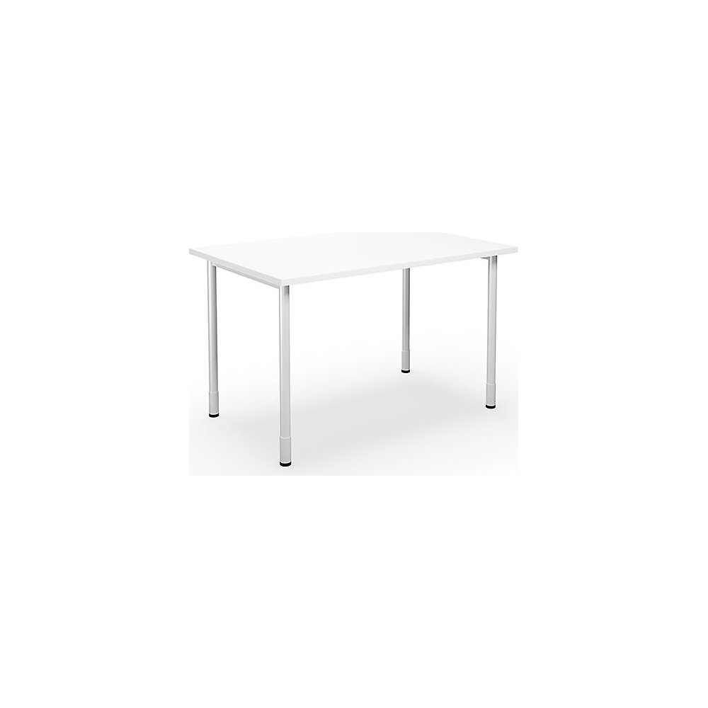 Multifunctionele tafel DUO-C, recht blad, h x d = 700 - 800 x 800 mm, breedte 1200 mm, wit, wit