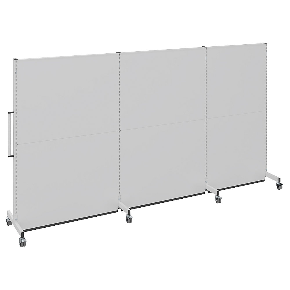 Mobiele akoestische wand, voor industrie en kantoor, l x b x h = 3500 x 740 x 2021 mm