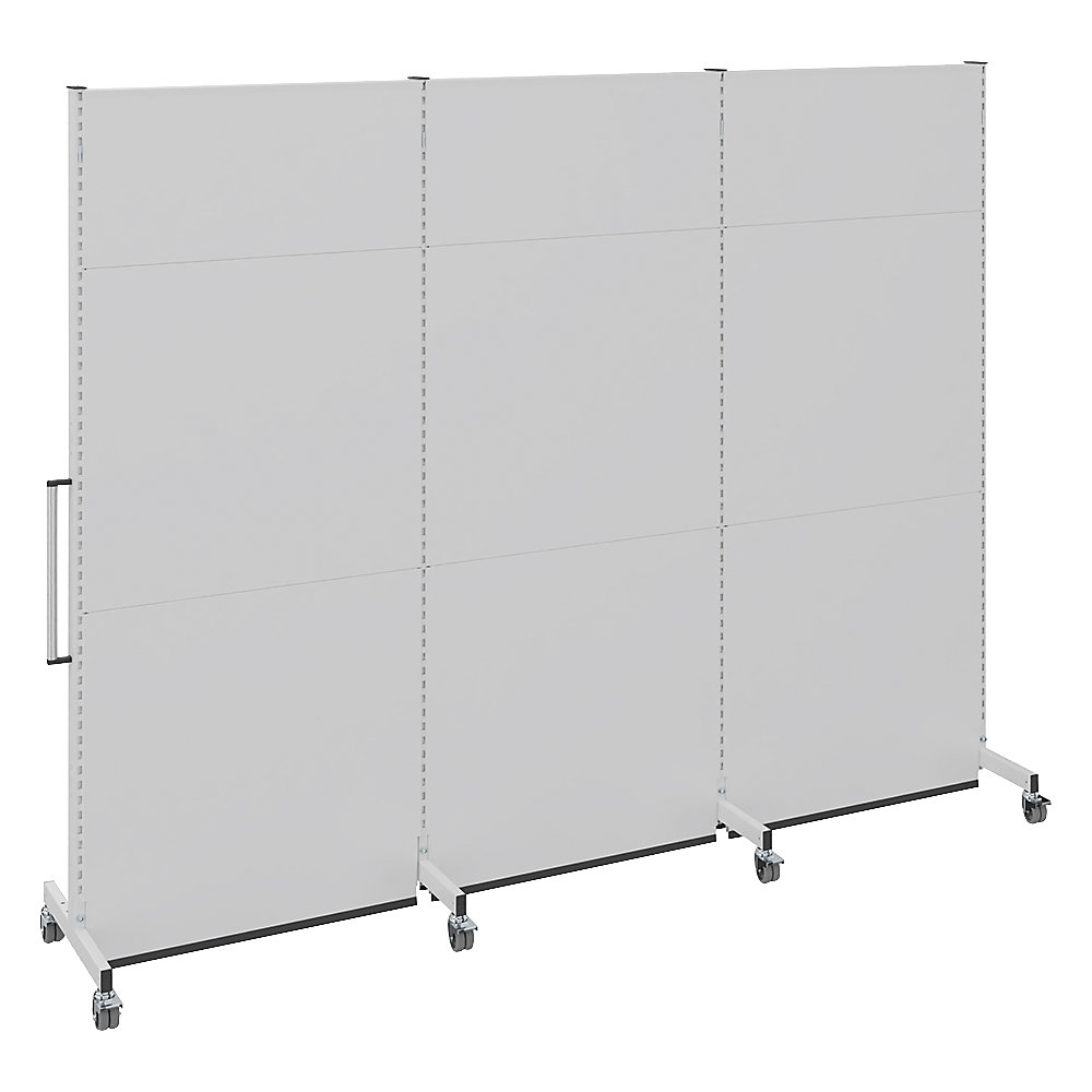 Mobiele akoestische wand, voor industrie en kantoor, l x b x h = 3000 x 740 x 2521 mm