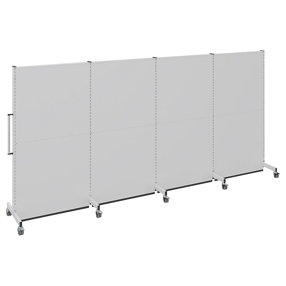 Mobiele akoestische wand, voor industrie en kantoor, l x b x h = 4000 x 740 x 2021 mm