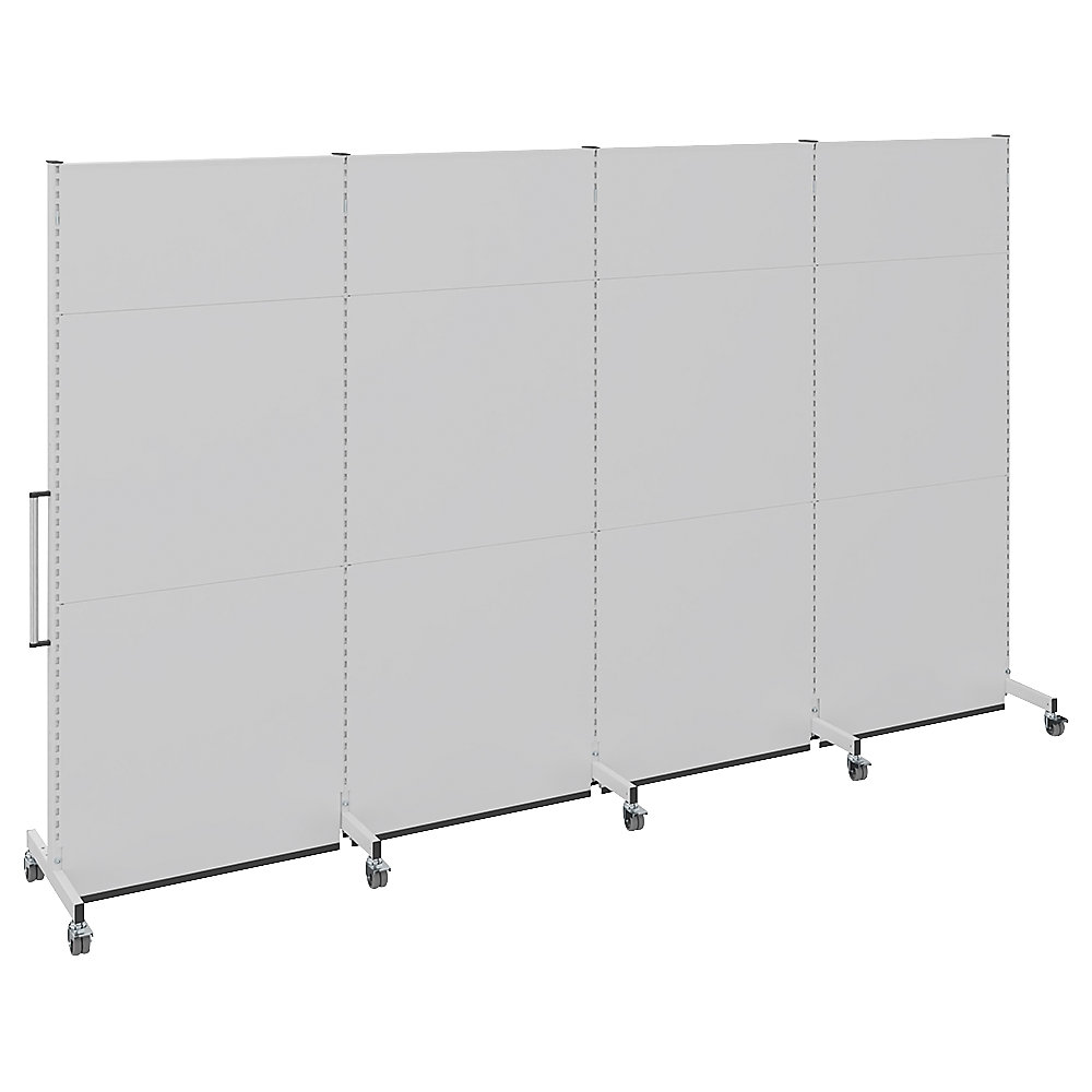 Mobiele akoestische wand, voor industrie en kantoor, l x b x h = 4000 x 740 x 2521 mm