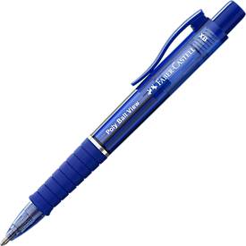 Faber-Castell Biros  Poly Ball View, schrijfkleur blauw, lijndikte 0,6 mm, document-proof, vervangbare vulling, rubberen grip, blauw
