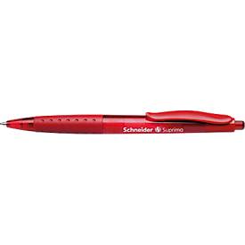 Schneider Biros  Suprimo, schrijfkleur rood, lijndikte M, roestvrijstalen punt, rubberen grip, 20 stuks, rood