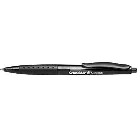 Schneider Biros  Suprimo, schrijfkleur zwart, lijndikte M, roestvrij stalen punt, rubberen grip, 20 stuks, zwart