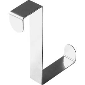 Deurkapstokhaken, voor het ophangen aan deuren met sponningdikte 20 & 40 mm, B 76 x D 60 x H 12 mm, roestvrij staal, zilver, 6 stuks