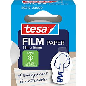 Tesa film papieren kleeffilm, transparant, 19 mm x 33 m, geruisloos afwikkelend, oplosmiddelvrij, 1 rol