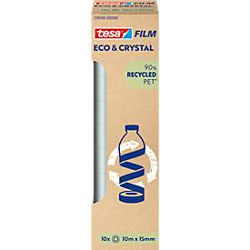 Tesa film eco & crystal plakband, transparant, scheurvast, L 10 m x B 15 mm, 10 rollen