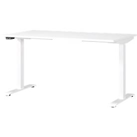 Porto bureau, elektrisch in hoogte verstelbaar, T-poot, B 1400 x D 800 x H 720-1200 mm, wit/wit + memory USB-paneel