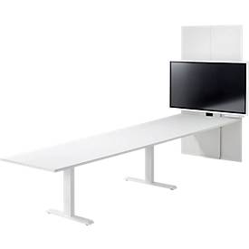 Schäfer Shop Genius Vergadertafel HV Basic, tweetraps elektr. in hoogte verstelbaar, zonder monitor,  B 3600, wit