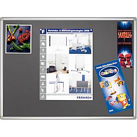 Franken prikbord PRO, vilt, wandmontage in staand en liggend formaat, aluminium frame, grijs, 1800 x 1200 mm