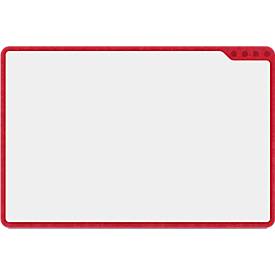 PLAYROOM whiteboard PLAYBOARD, e3-geëmailleerd staal, wit, gerecycled PET frame rood, B 750 x H 500 mm