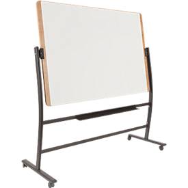 Rocada Mobiel whiteboard  Natural, roterend, magnetisch, opslagbakje, staal op hout, B 1500 x H 1000 mm