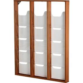 Update Display brochurehouder WoodMagazine, wandmodel, enkelzijdig, hout en acrylglas, beuken, 15 A4-compartimenten per stuk