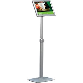 Info stand update display, DIN A3, in hoogte verstelbaar, kantelbaar, 25 mm klikframe, aluminium, zilver