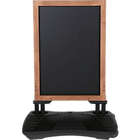 Stoepbord WindPro WOOD – hout – B 590 x H 780 mm – voor A1 formaat – weerbestendig - wielen -grenen