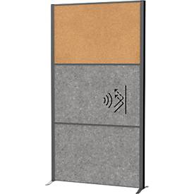 Maul Akustikwandsystem connecto - insteekmodules - 2x akoestisch vlies - 1x kurk - klittenband - B 1000 x H 1800 mm - antraciet