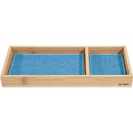 Sigel Bureau-organizer  Eyestyle, rechthoekig, 2 vakken, textielinzet van gerecycled PET, lichtblauw/donkergrijs, B 245 x D 109 x H 25 mm, bamboehout