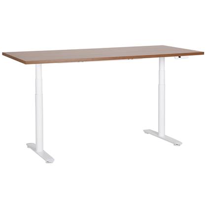 Beliani  DESTINAS - Elektrisch bureau - Donkerhout|Wit - 180 cm - MDF