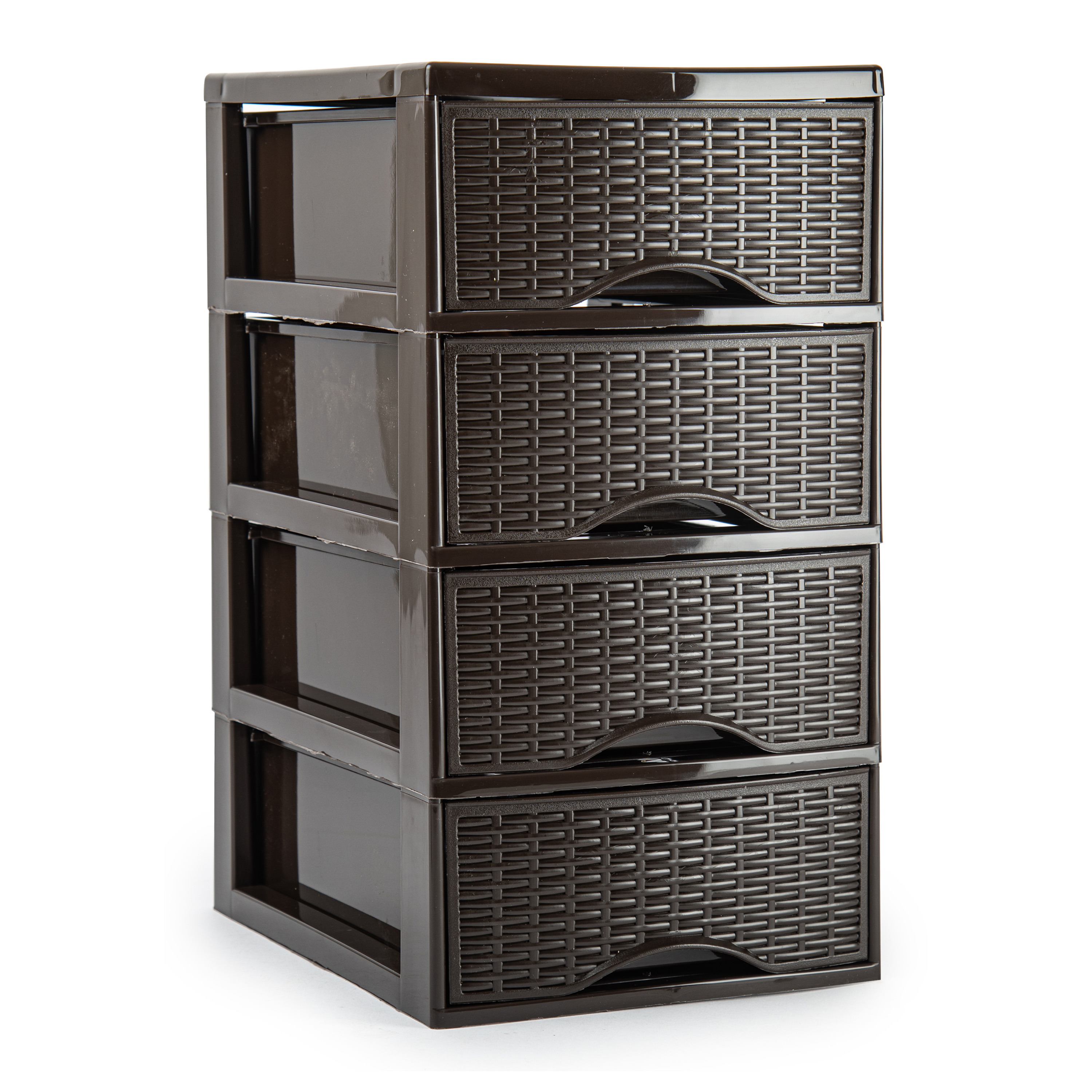 PlasticForte Ladeblokje/bureau organizer met 4x lades - bruin - L18 x B25 x H33 cm - plastic -