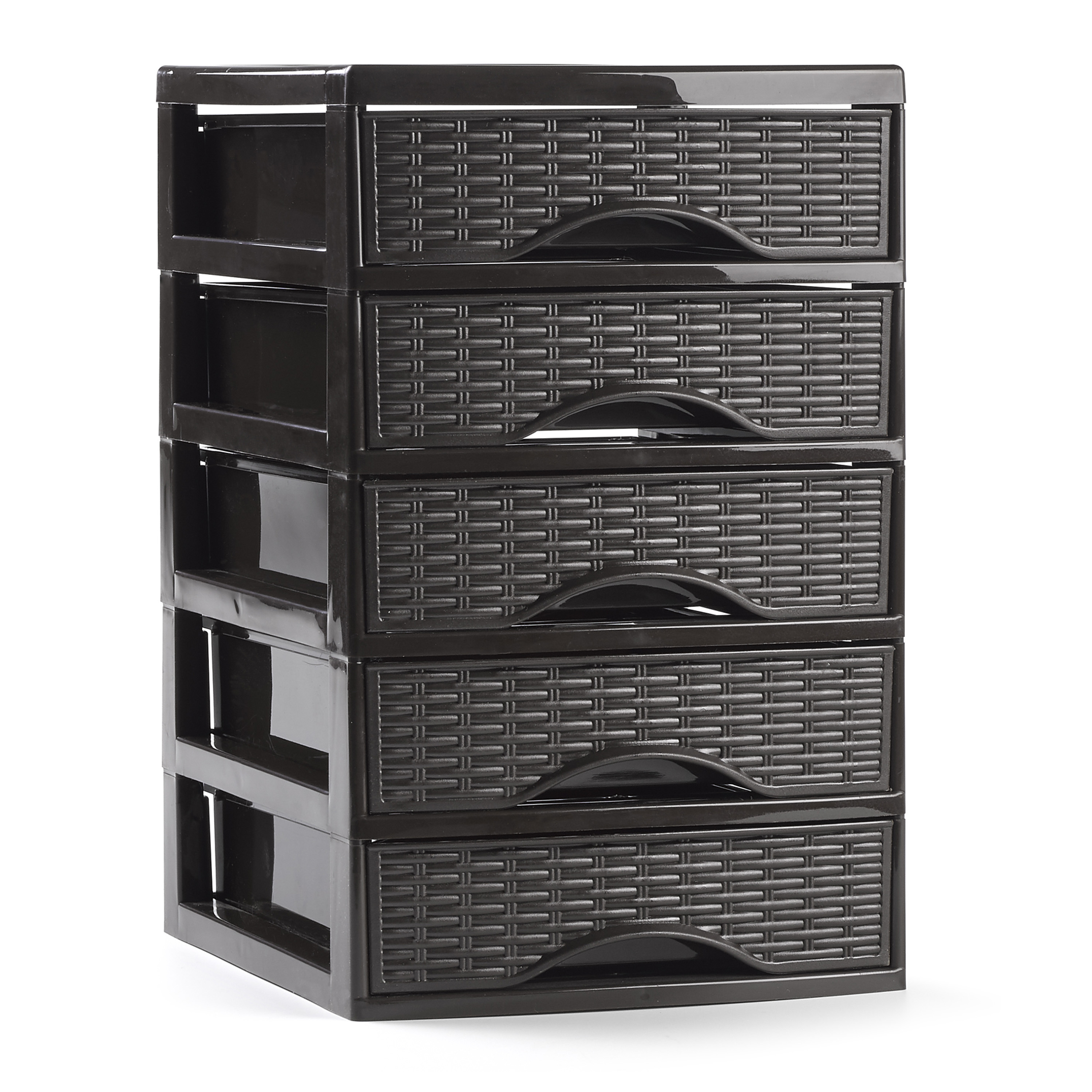 PlasticForte Ladeblokje/bureau organizer met 5x lades - donkerbruin - L18 x B21 x H28 cm - plastic -