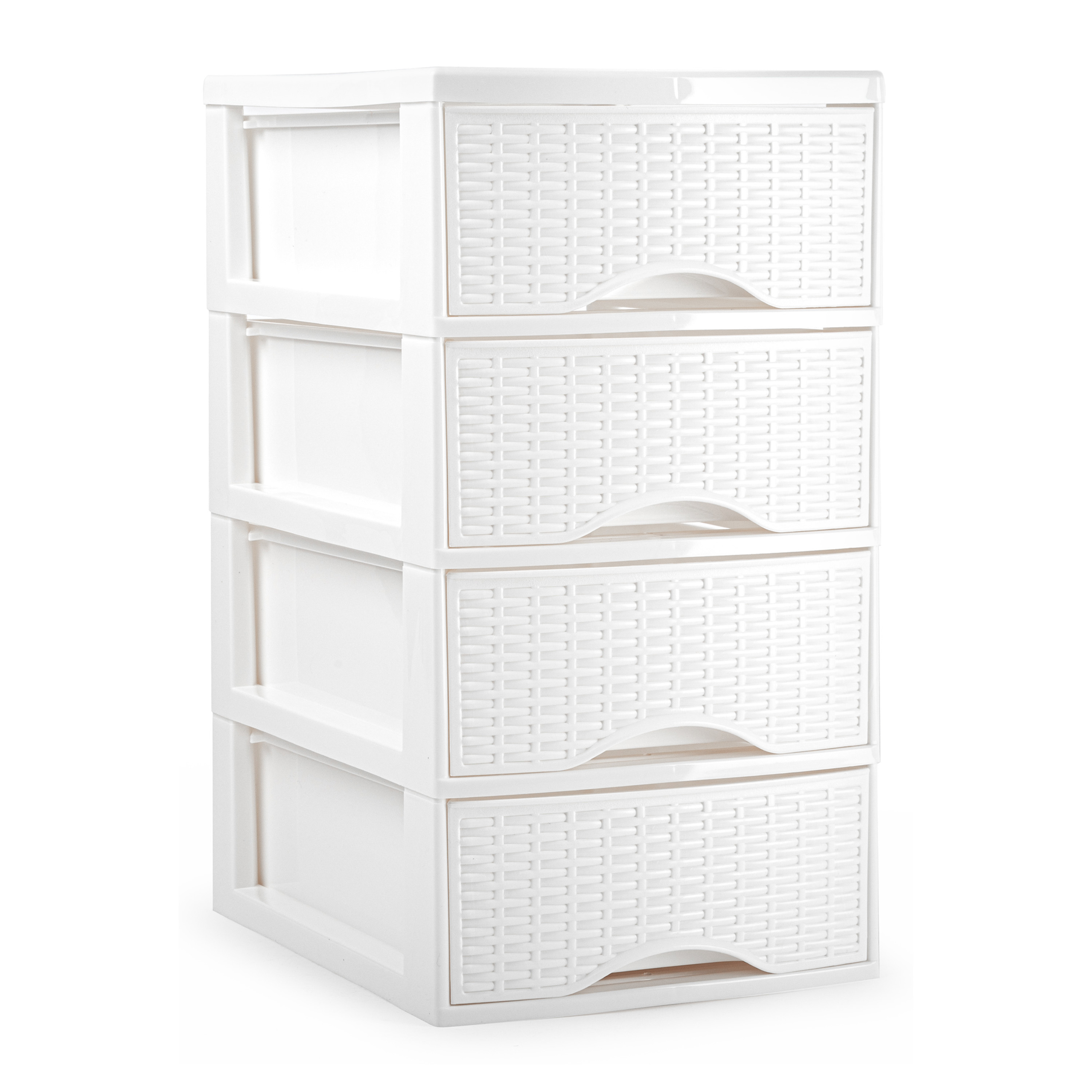 PlasticForte Ladeblokje/bureau organizer met 4x lades - wit - L18 x B25 x H33 cm - plastic -