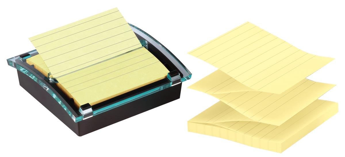 Post-It Super Sticky Post-it Super Stcicky Z-notes dispenser Millenium zwart, met 1 blok ft 101 x 101 mm gelijnd geel