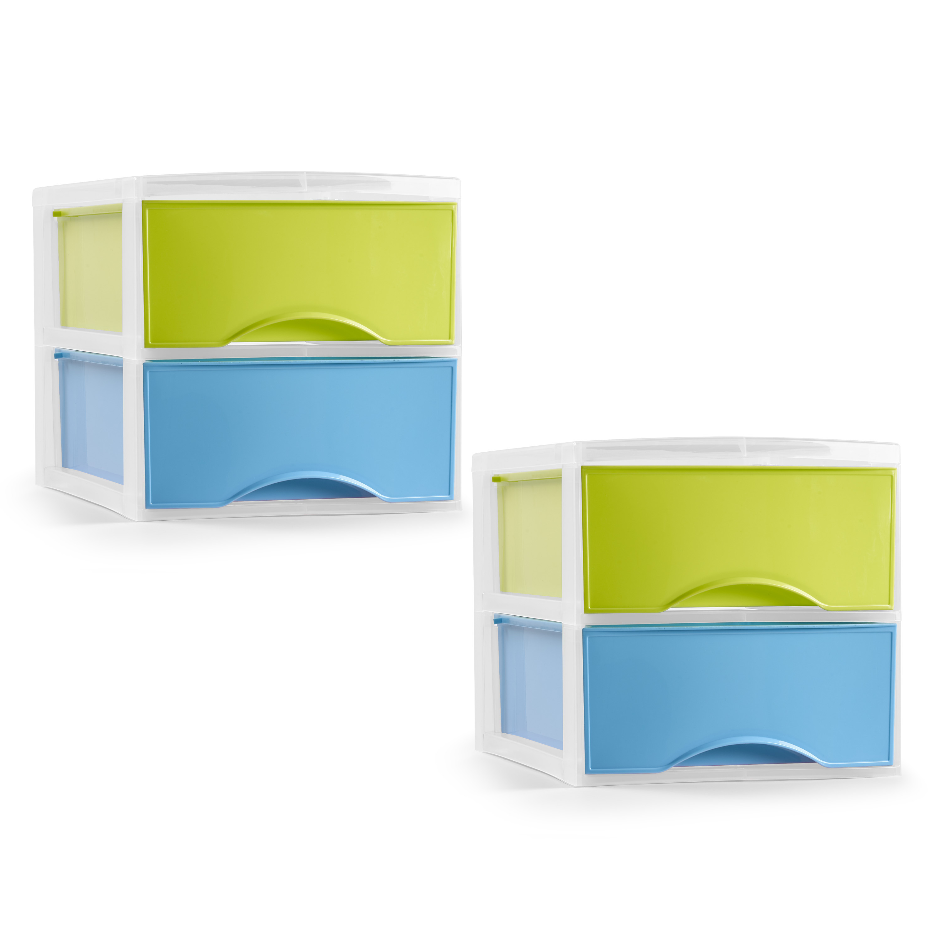 PlasticForte Ladeblokje/bureau organizer - 2x - 2 lades - multi - L26 x B36 x H25 cm - plastic -