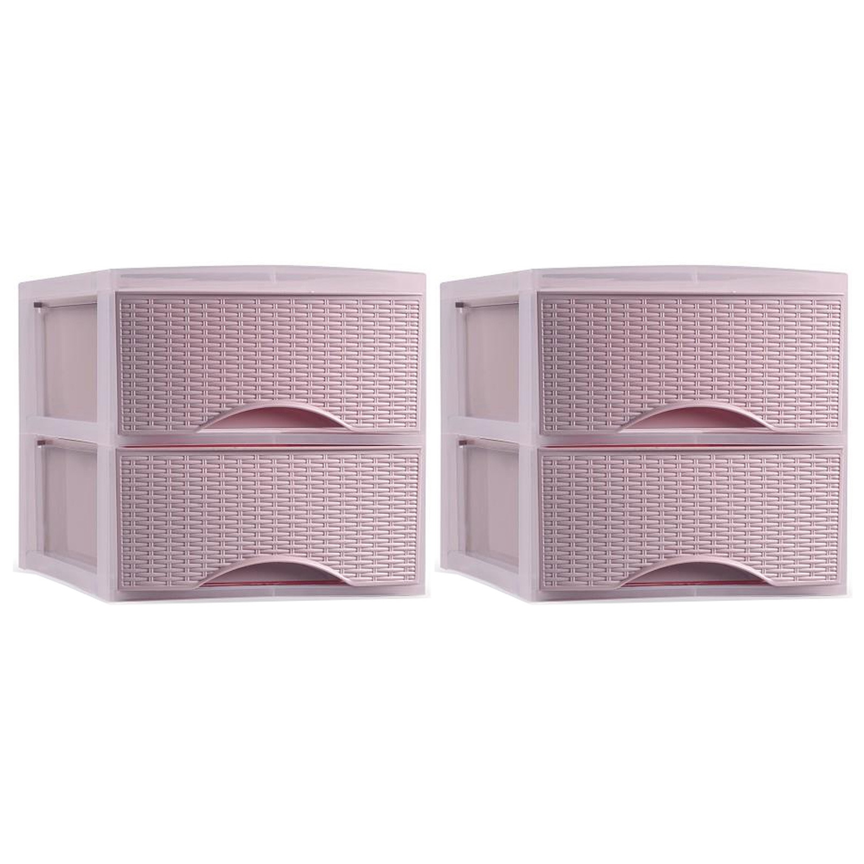 PlasticForte Thuis kantoor organizer ladeblok - 2x - 2 lades - 25 x x 26 cm - opslag - kunststof - roze -