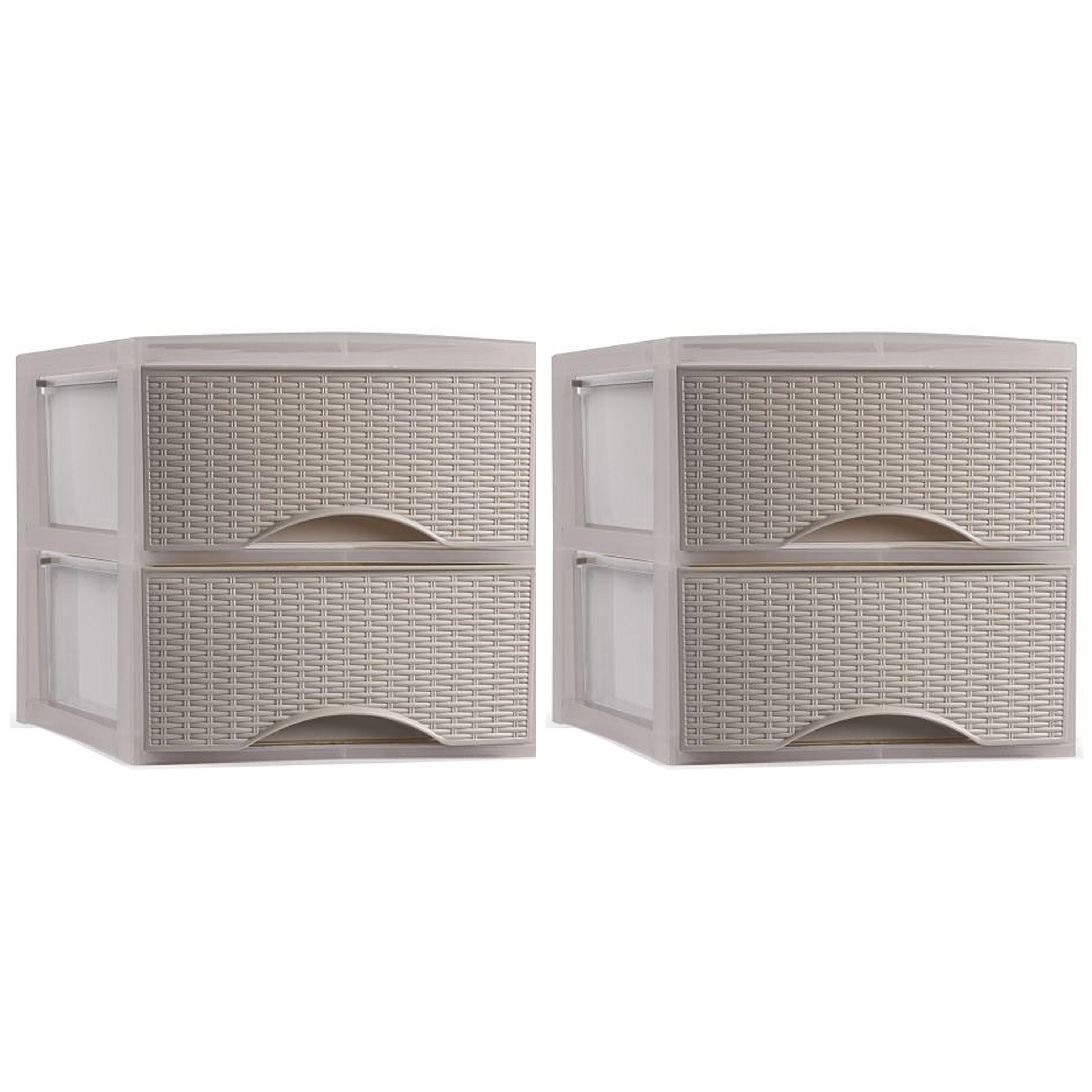PlasticForte Thuis kantoor organizer ladeblok - 2x - 2 lades - 26 x 34,5 x 25 cm - kunststof - beige -