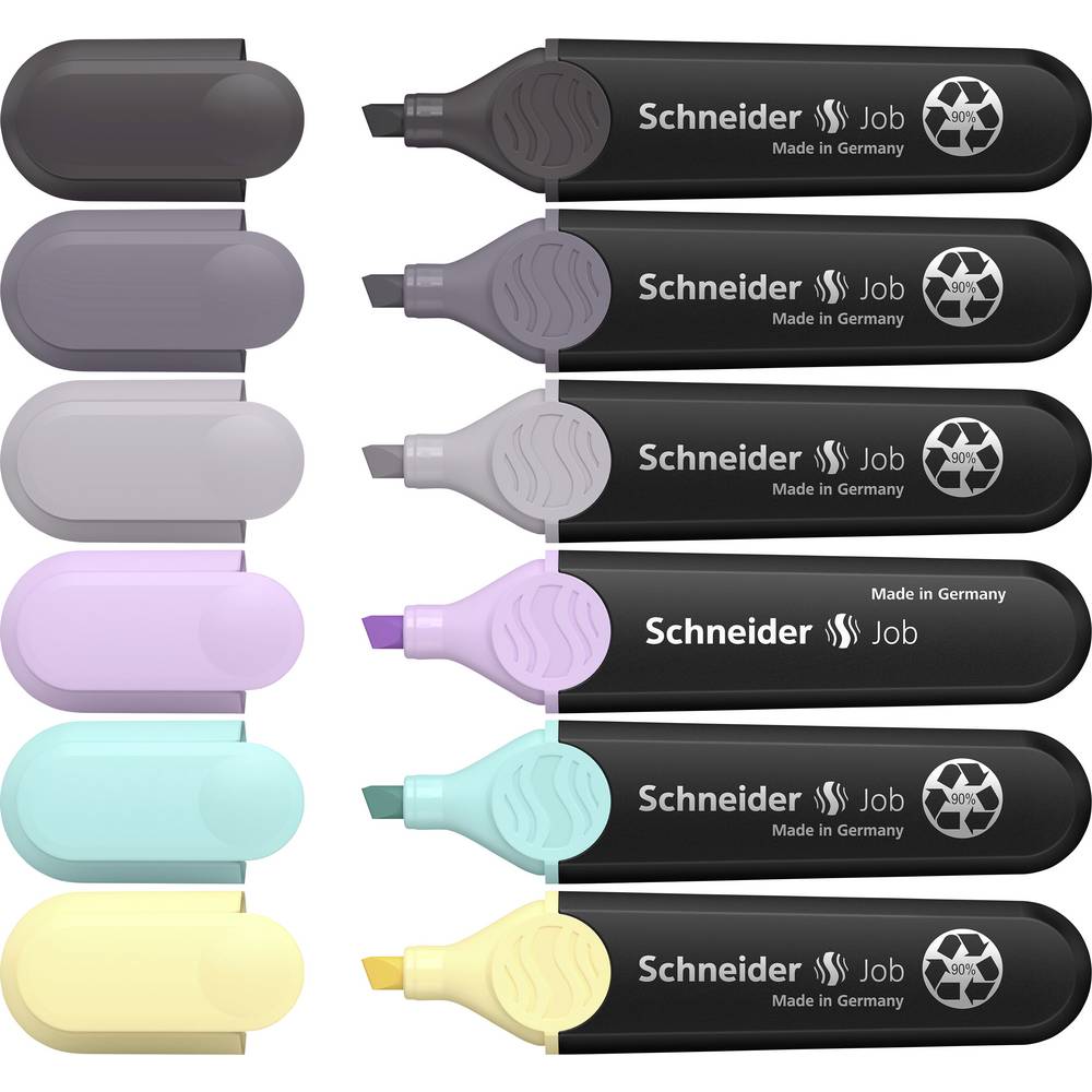 Schneider Schreibgeräte Textmarker Textmarker Job Pastell (grau) Karton-Etui 6 Stück sortiert 115099 1 mm, 5 mm 6 stuk(s)