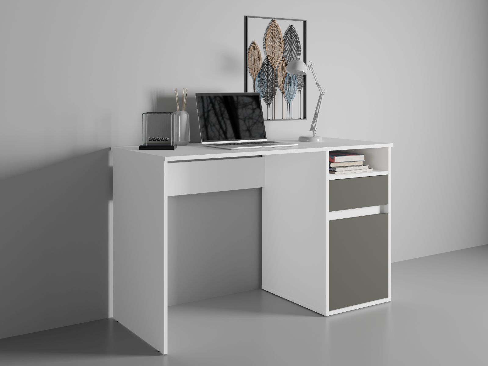 Mobistoxx Bureau BIDOU 1 deur 1 lade wit/grafiet