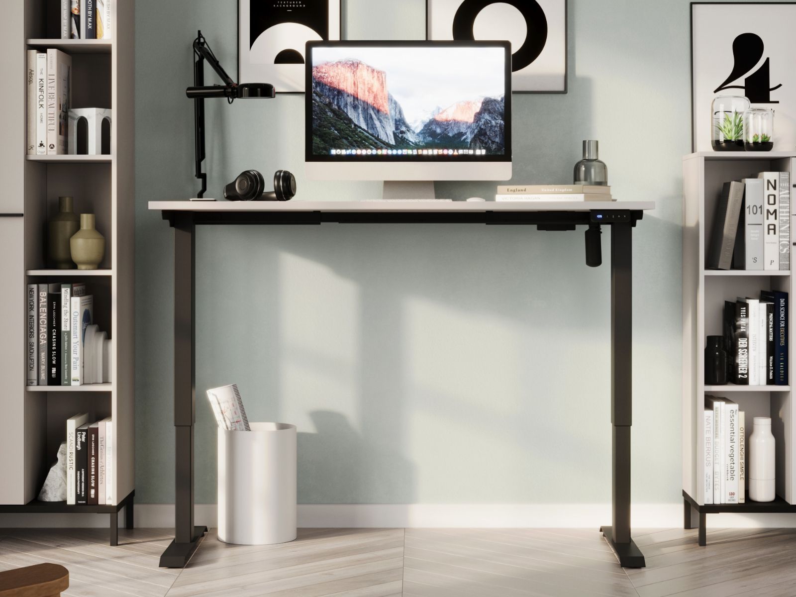 Mobistoxx Elektrisch verstelbaar bureau POLYGON 160 cm kasjmier/zwart
