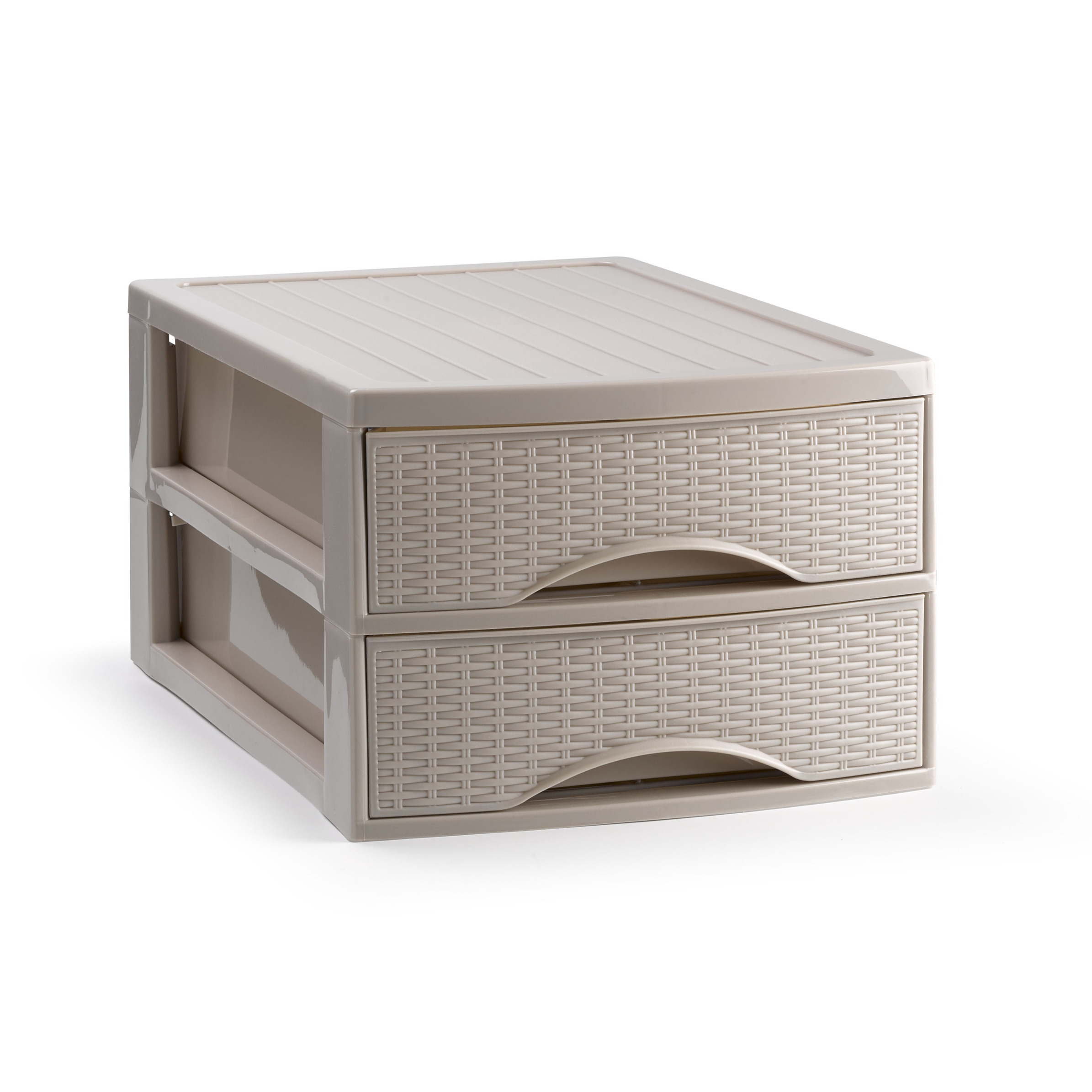 PlasticForte Ladekastje bureau organizer SORTED - 2 lades - beige - L26 x B35 x H19 cm - kunststof -