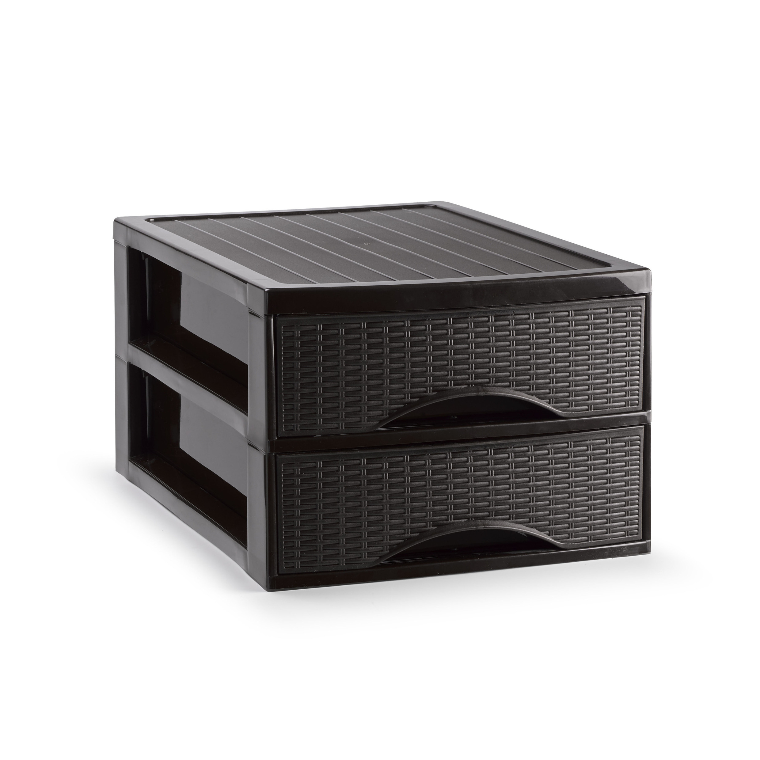 PlasticForte Ladekastje bureau organizer SORTED - 2 lades - donkerbruin - L26 x B35 x H19 cm - kunststof -