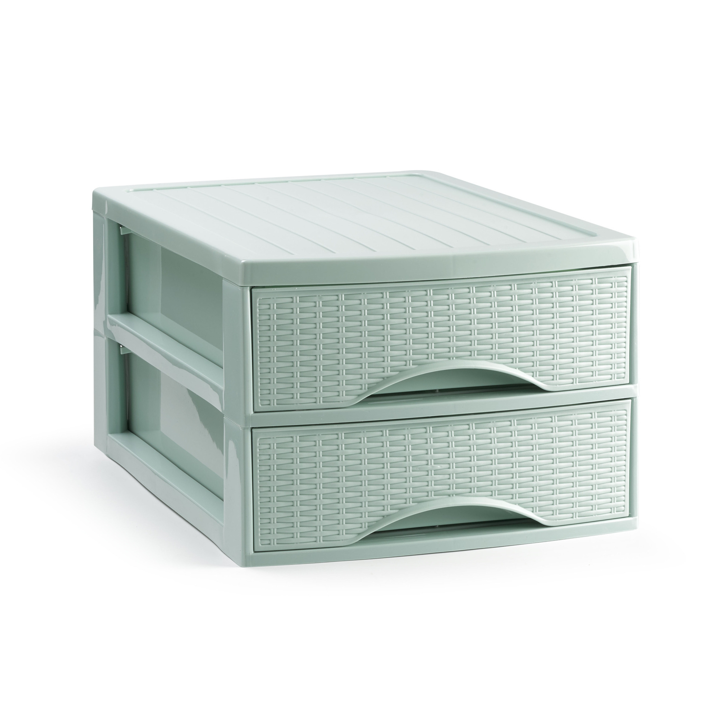 PlasticForte Ladekastje bureau organizer SORTED - 2 lades - groen - L26 x B35 x H19 cm - kunststof -