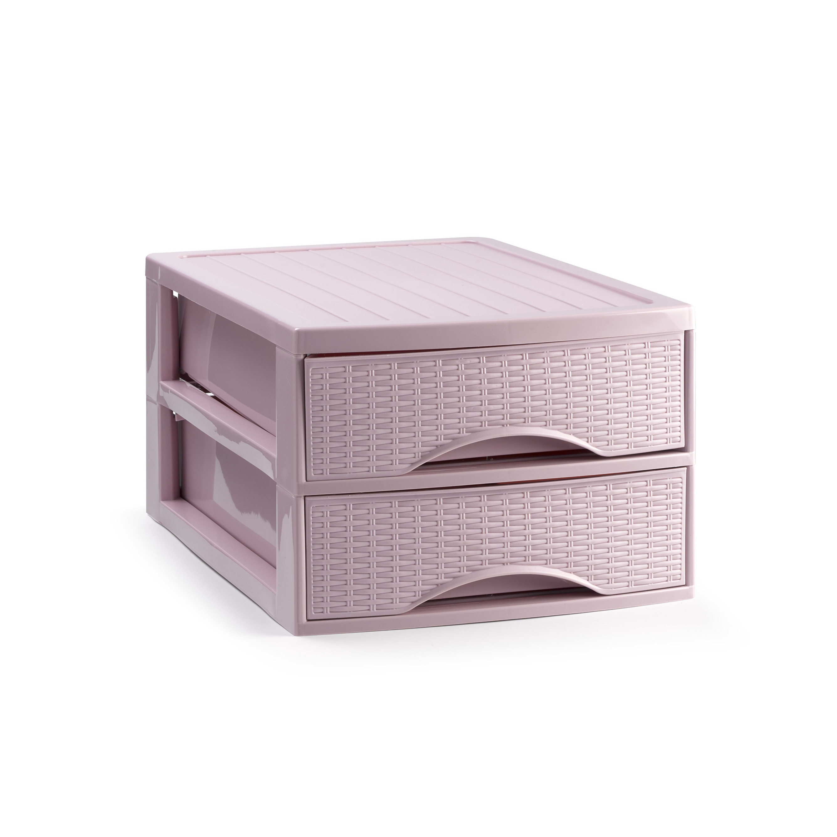 PlasticForte Ladekastje bureau organizer SORTED - 2 lades - roze - L26 x B35 x H19 cm - kunststof -