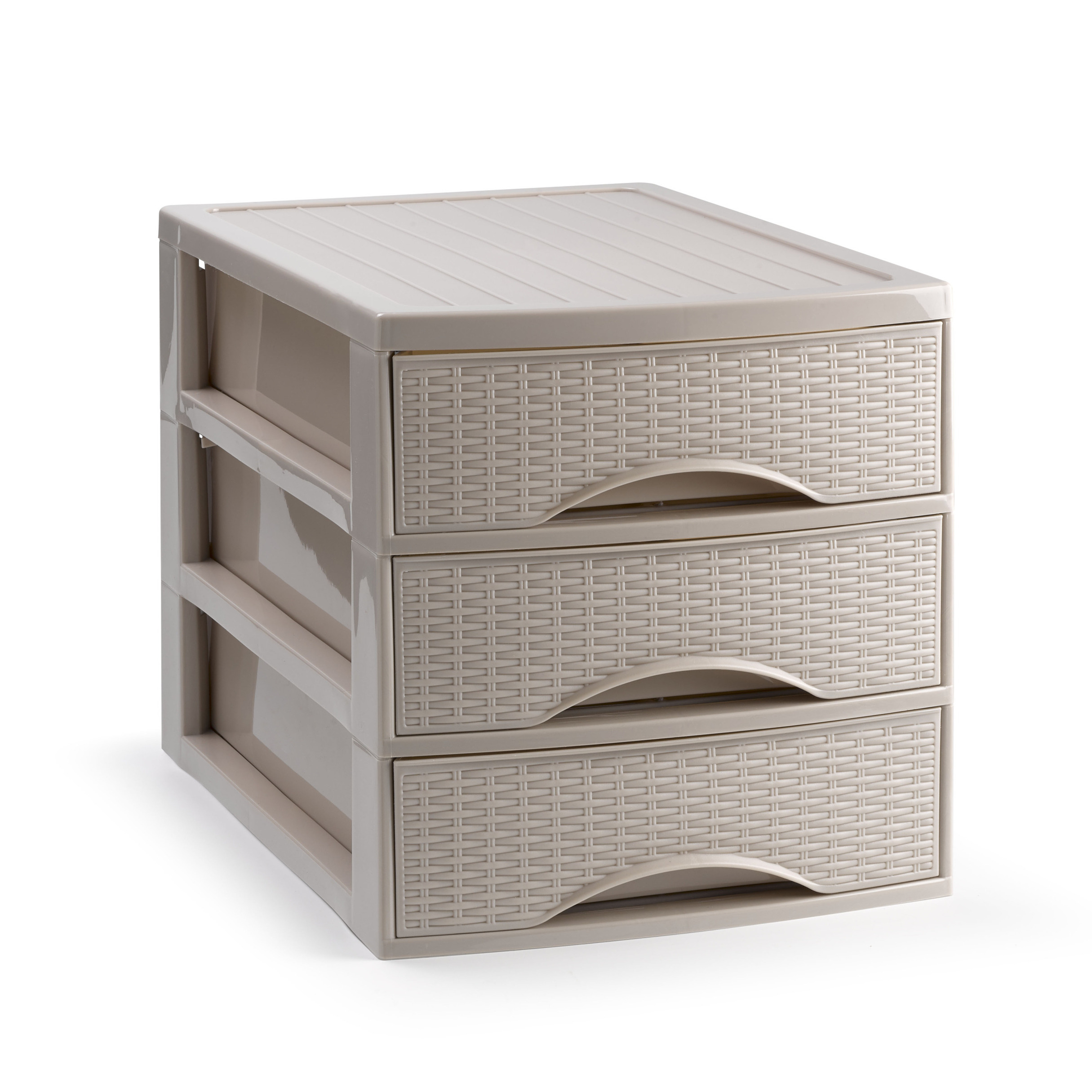 PlasticForte Ladekastje bureau organizer SORTED - 3 lades - beige - L26 x B35 x H28 cm - kunststof -