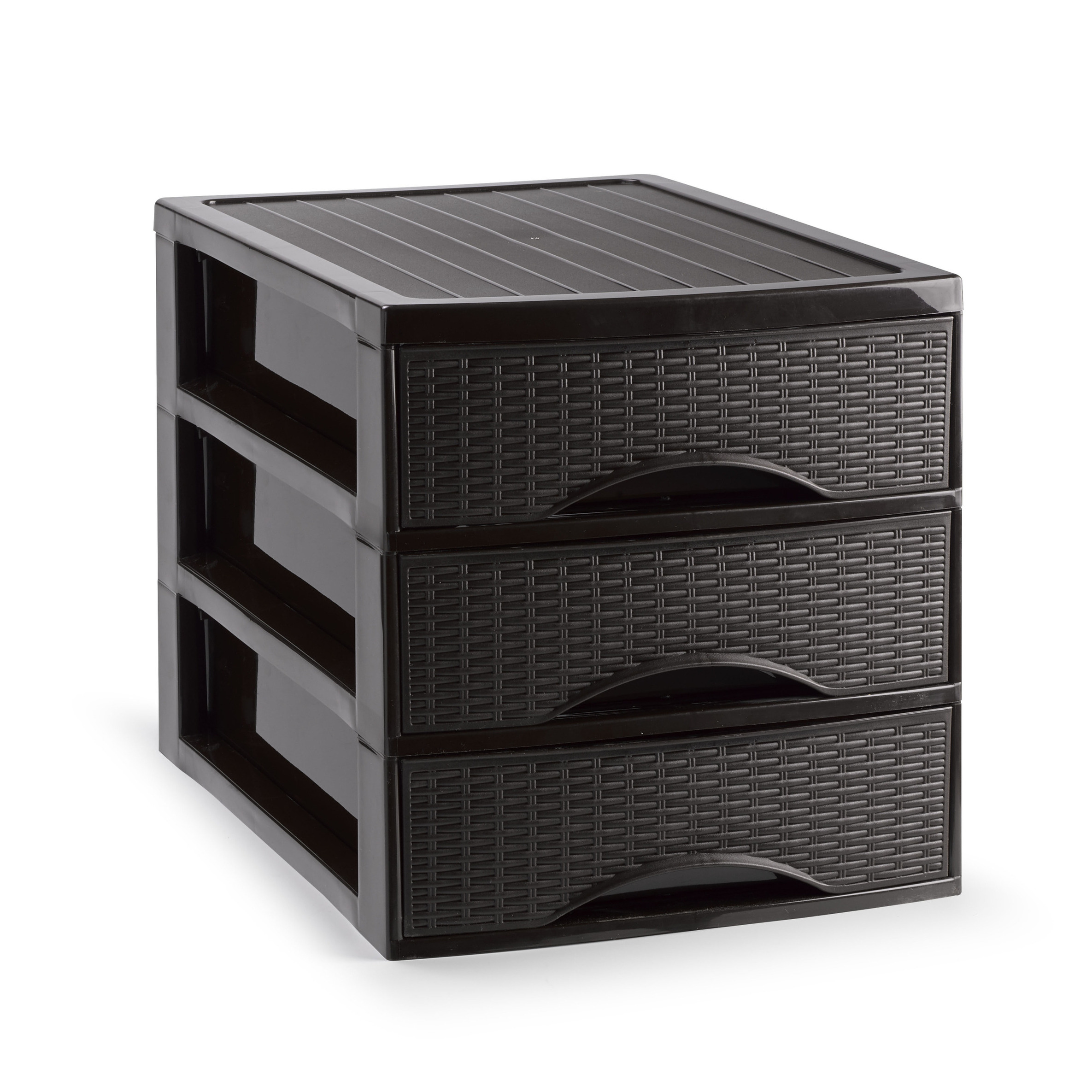 PlasticForte Ladekastje bureau organizer SORTED - 3 lades - donkerbruin - L26 x B35 x H28 cm - kunststof -