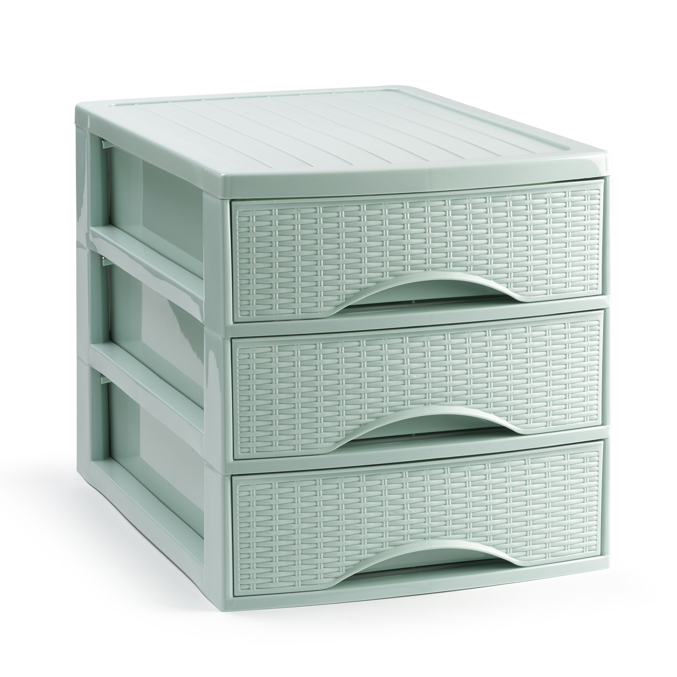 PlasticForte Ladekastje bureau organizer SORTED - 3 lades - groen - L26 x B35 x H28 cm - kunststof -
