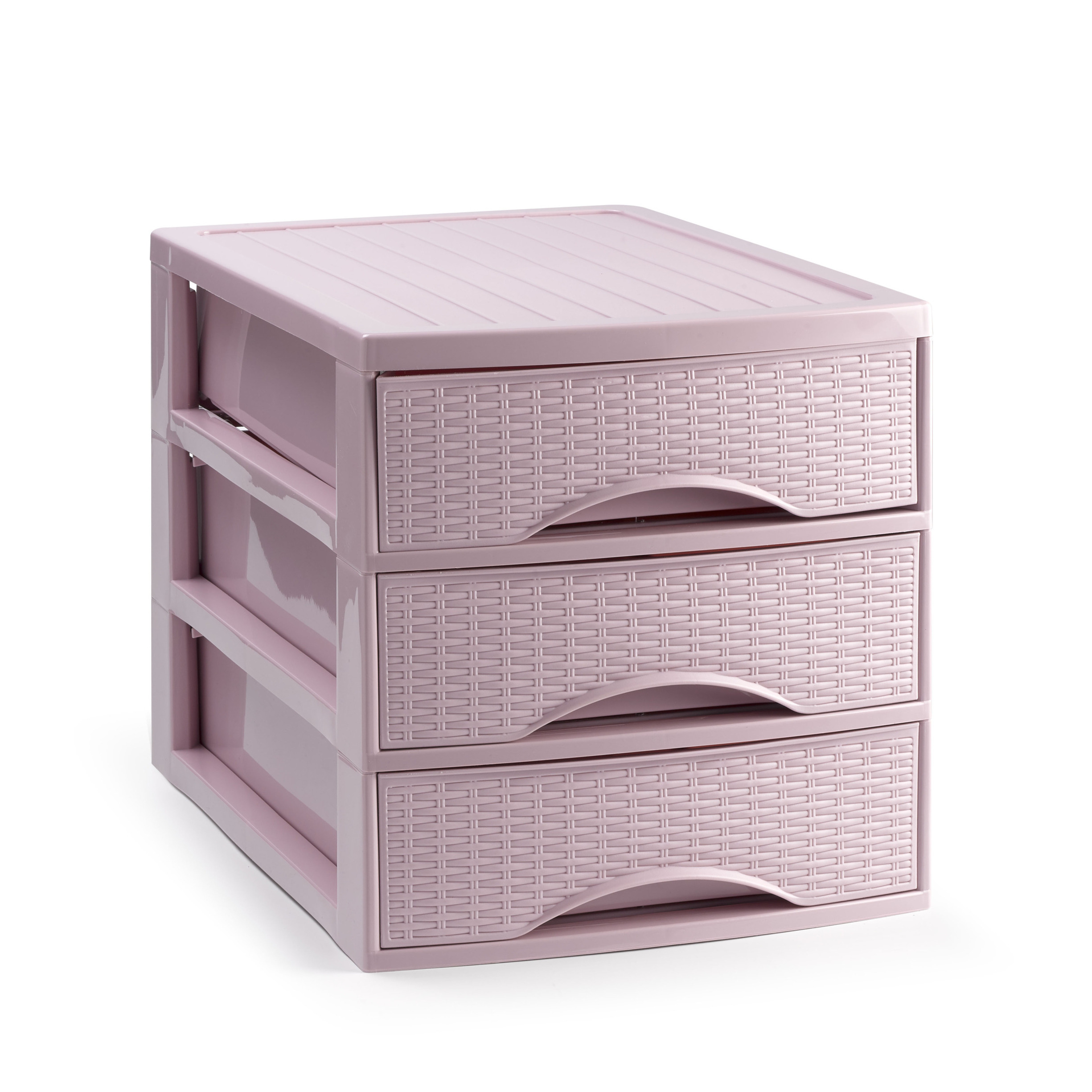 PlasticForte Ladekastje bureau organizer SORTED - 3 lades - roze - L26 x B35 x H28 cm - kunststof -