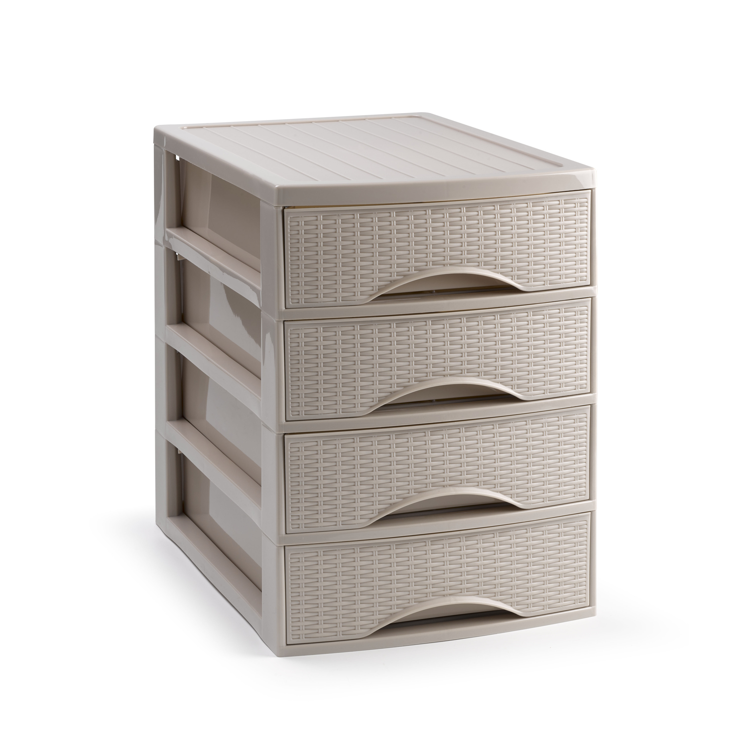 PlasticForte Ladekastje bureau organizer SORTED - 4 lades - beige - L26 x B35 x H36 cm - kunststof -