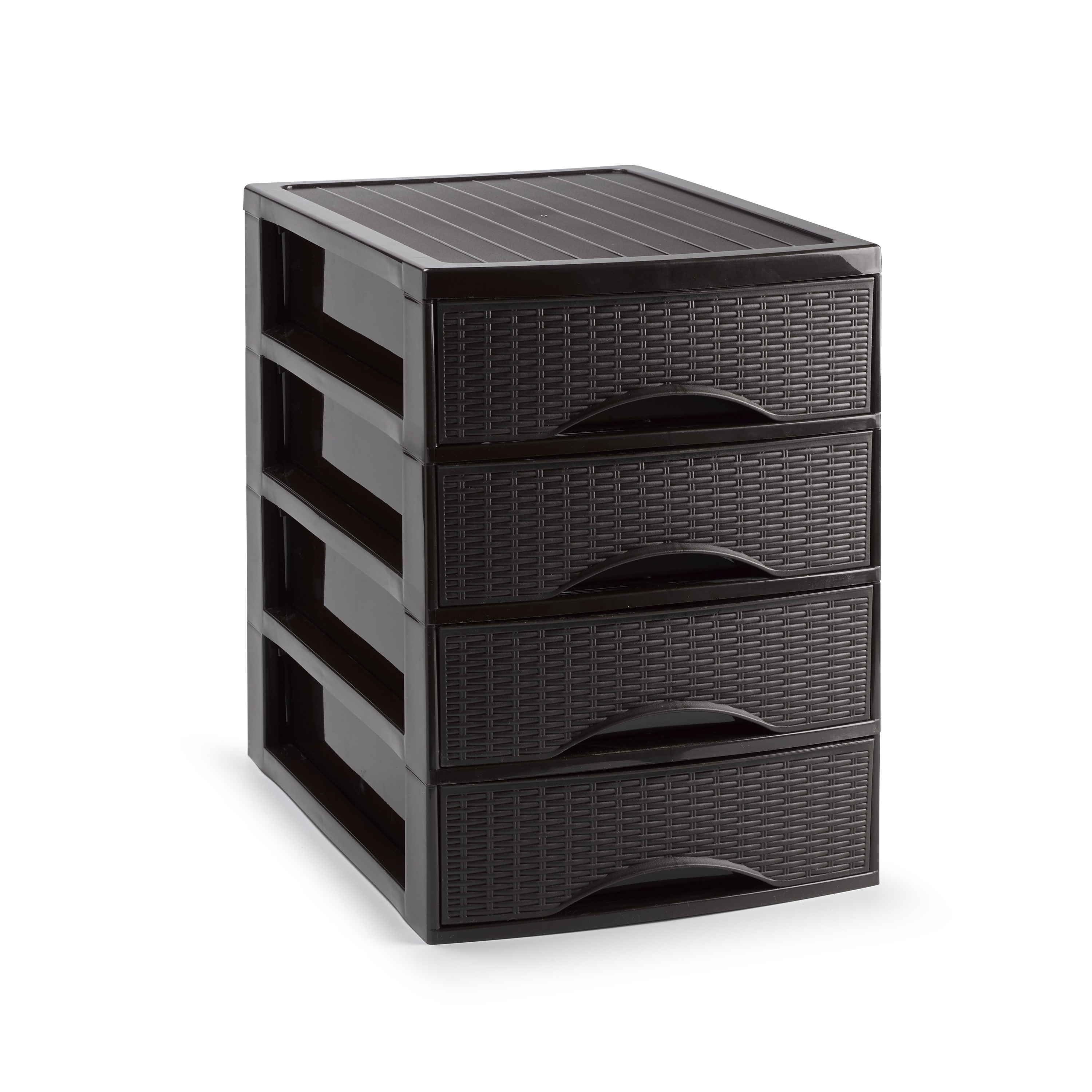 PlasticForte Ladekastje bureau organizer SORTED - 4 lades - donkerbruin - L26 x B35 x H36 cm - kunststof -
