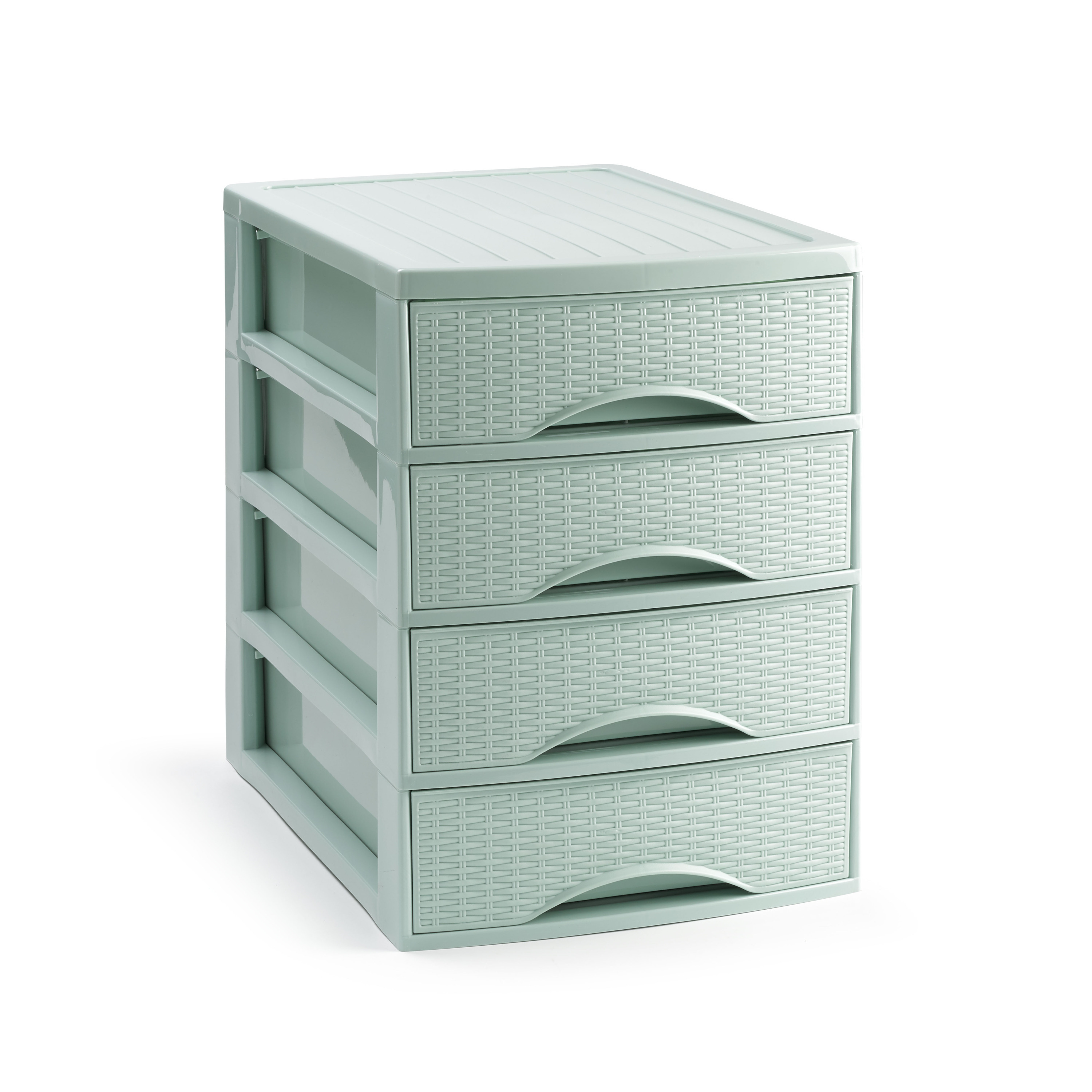 PlasticForte Ladekastje bureau organizer SORTED - 4 lades - groen - L26 x B35 x H36 cm - kunststof -