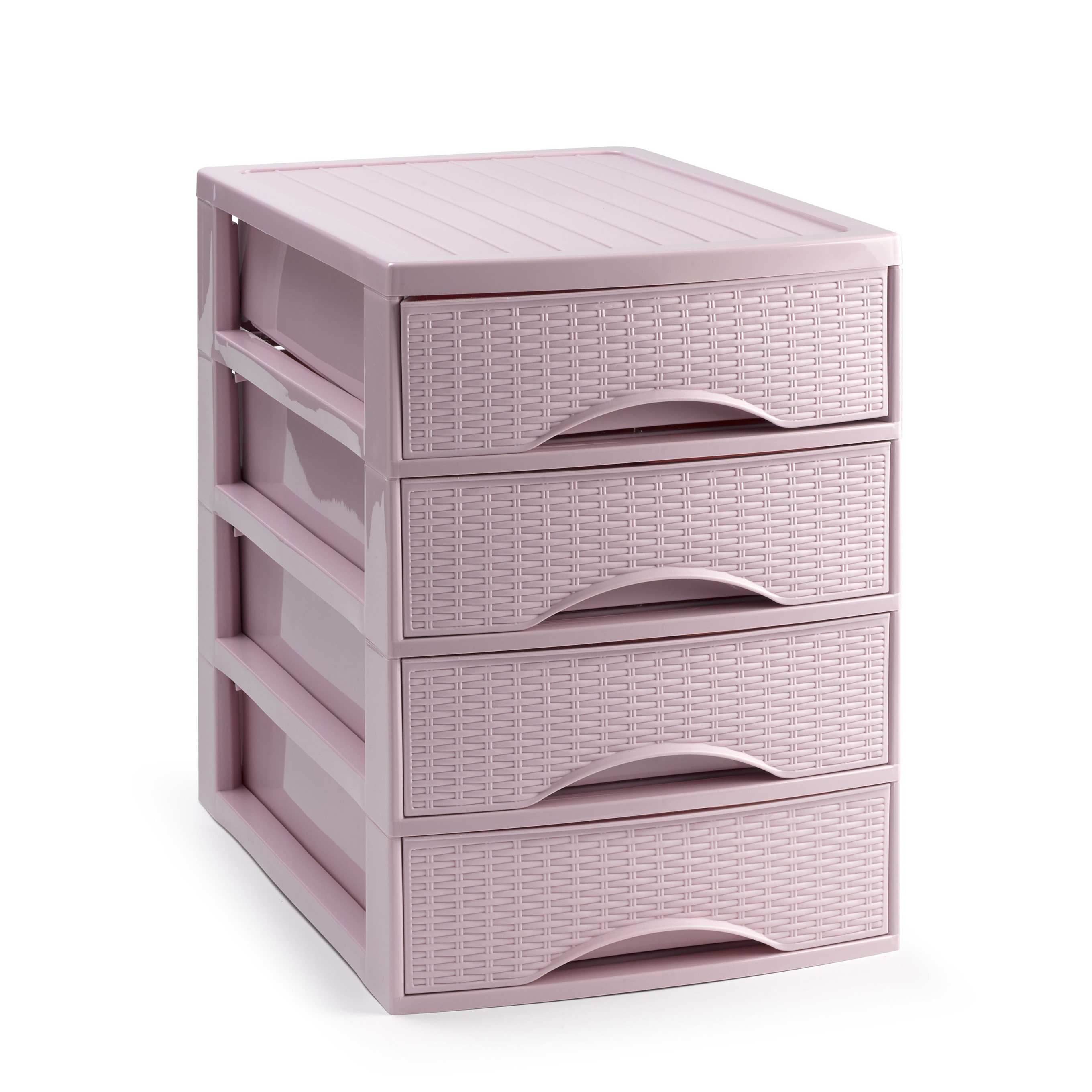 PlasticForte Ladekastje bureau organizer SORTED - 4 lades - roze - L26 x B35 x H36 cm - kunststof -