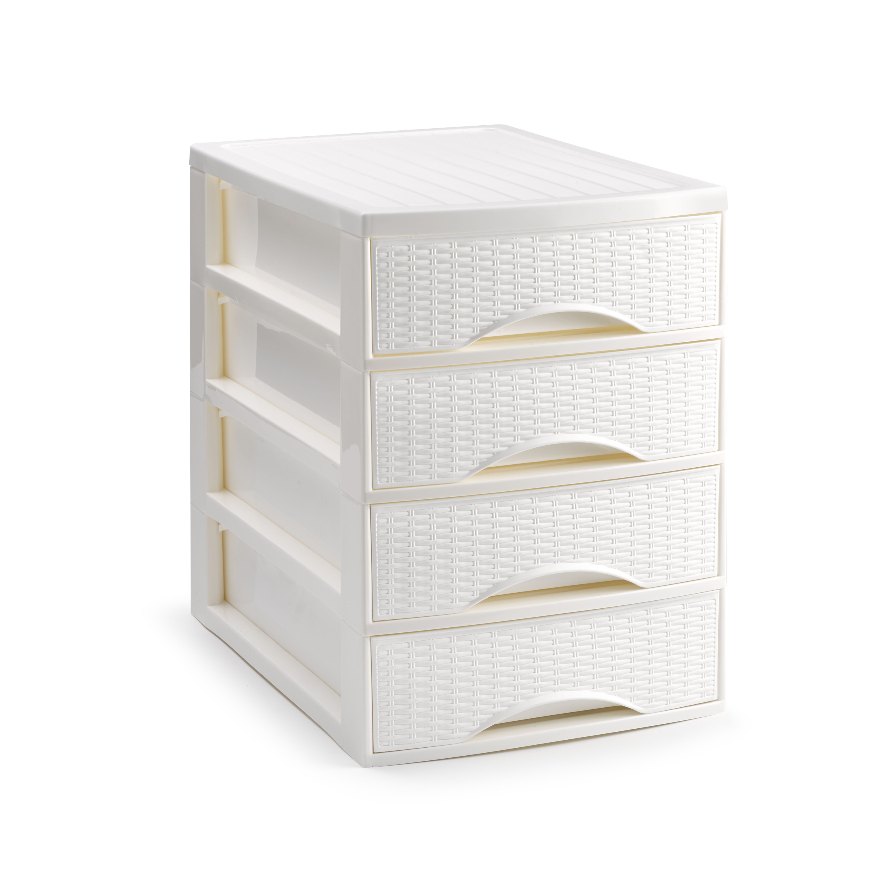 PlasticForte Ladekastje bureau organizer SORTED - 4 lades - wit - L26 x B35 x H36 cm - kunststof -
