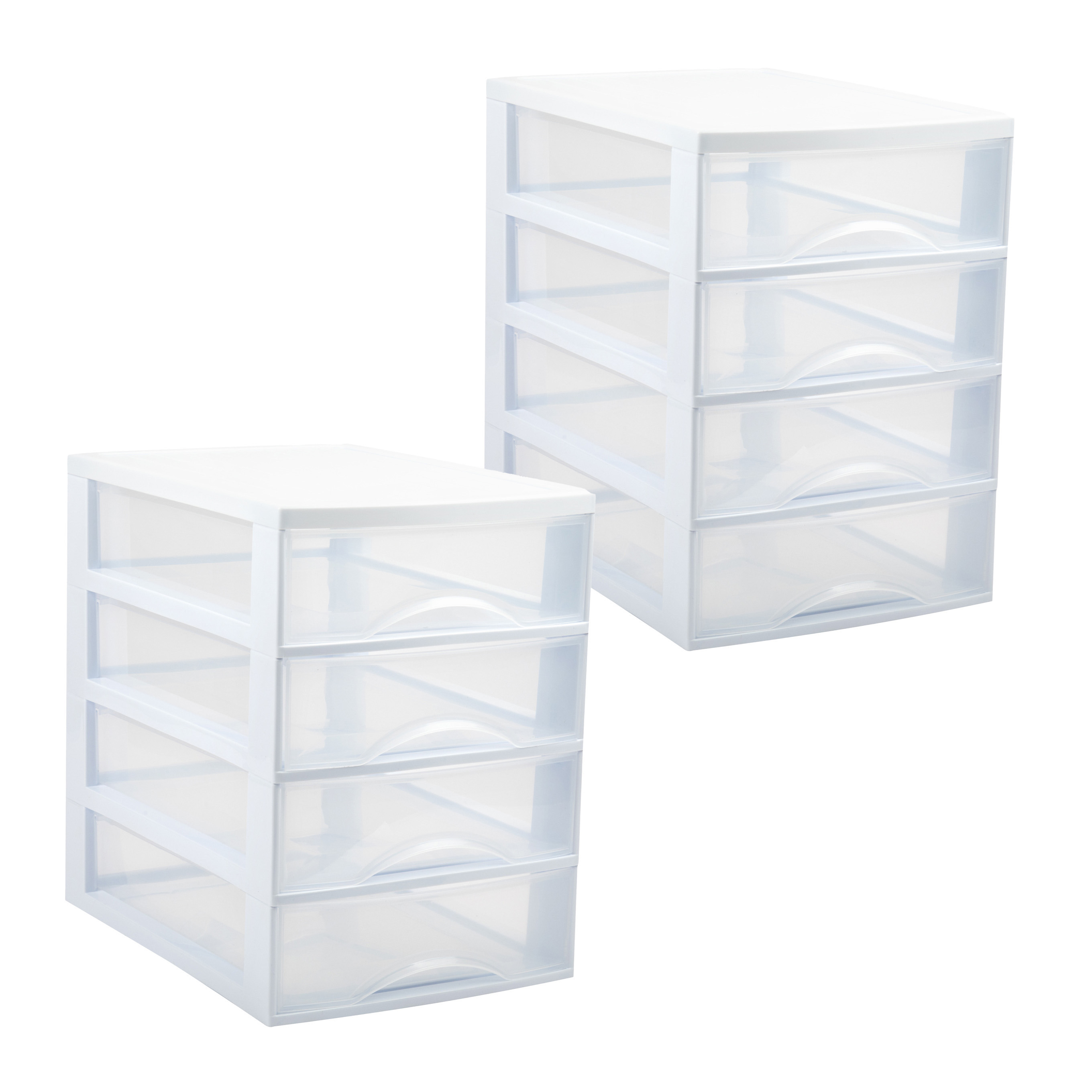 PlasticForte Ladekastje bureau organizer - 8x lades - wit/transparant - L26 x B35 x H36 cm - kunststof -