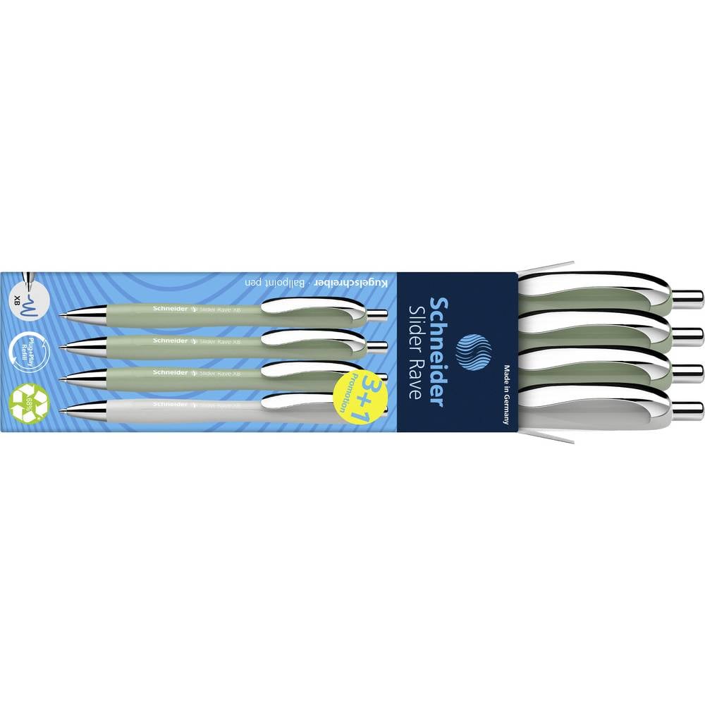 Schneider Schreibgeräte 4 stuk(s) Slider Rave XB Trend 25, Box 4 Stück sortiert 132664 Balpen Kleur inkt: Blauw N/A