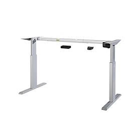 Schäfer Shop Select tafelframe Ergo-T, voor tafelbladen 1200-1800 mm, elektrisch in hoogte verstelbaar, H 725-1185 mm, T-voet, aluminium zilver