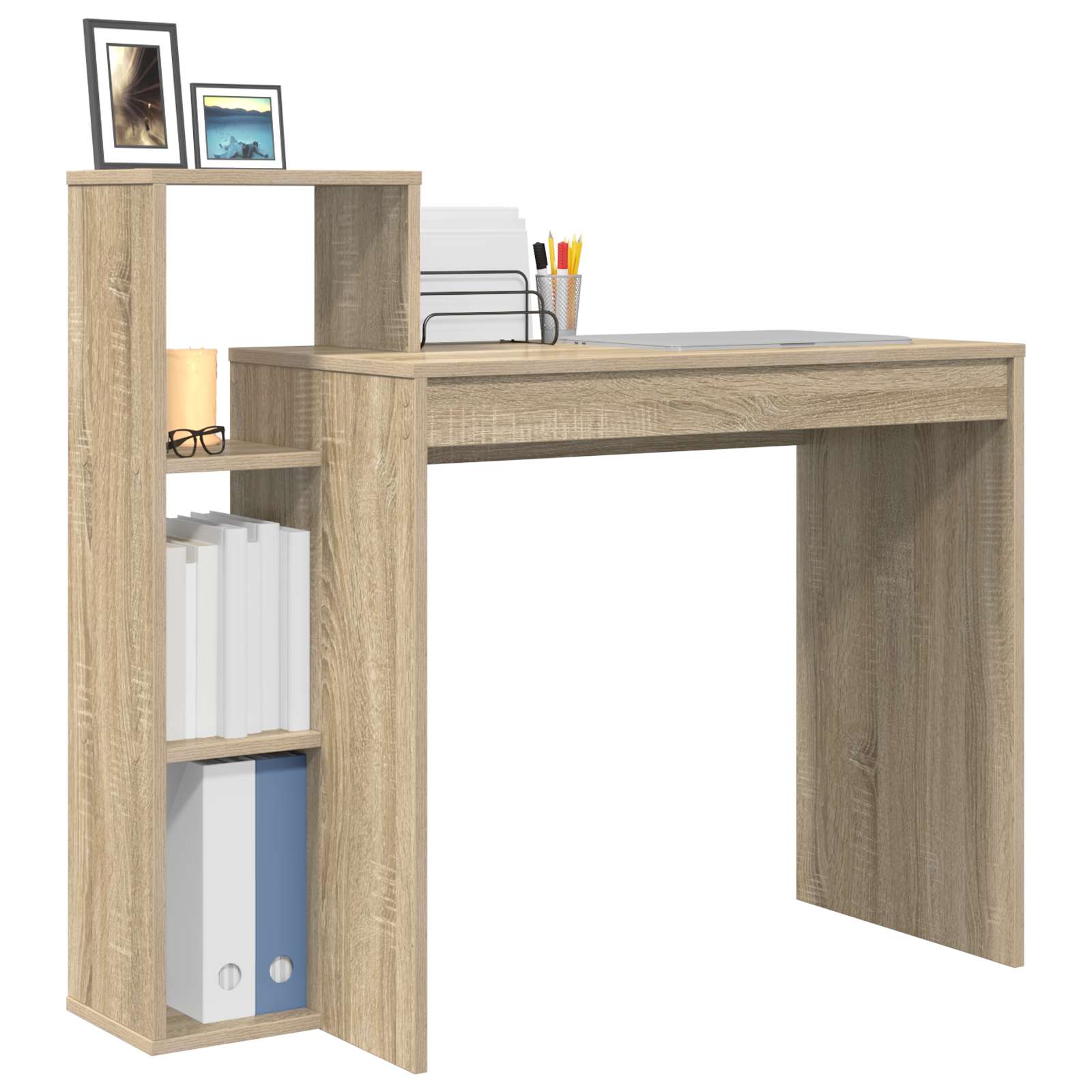 vidaXL Bureau met Opbergruimte Sonoma Eiken 100x40x90 cm Gelaagd Hout
