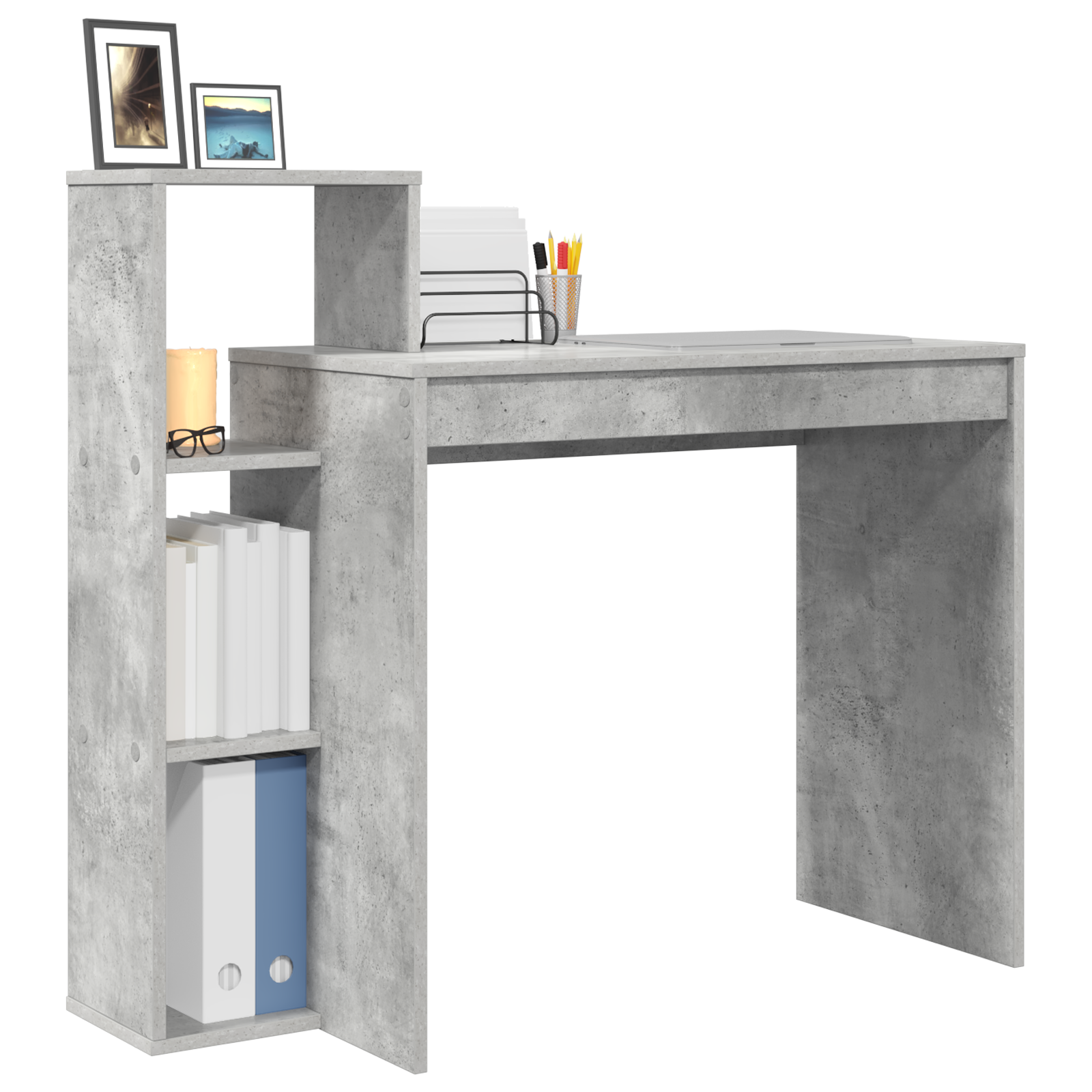 vidaXL Bureau met Opslag, Betonlook Grijs 100x40x90 cm, Hout